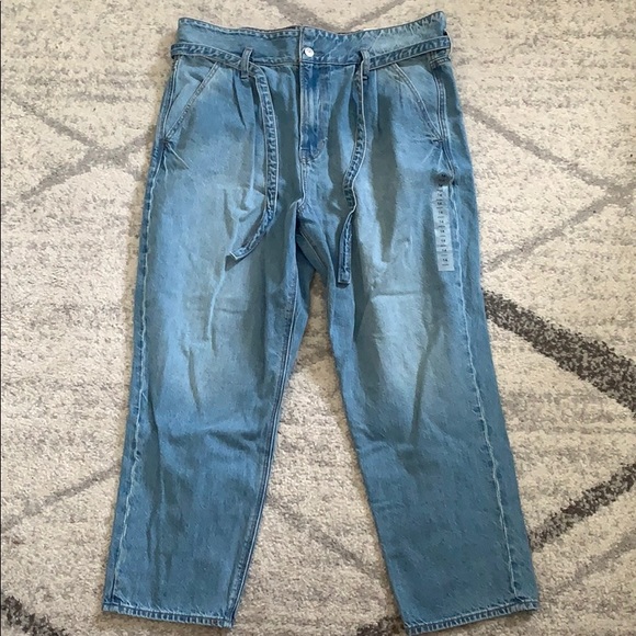American Eagle Outfitters Denim - High rise mom jean with pleats and tie waist.